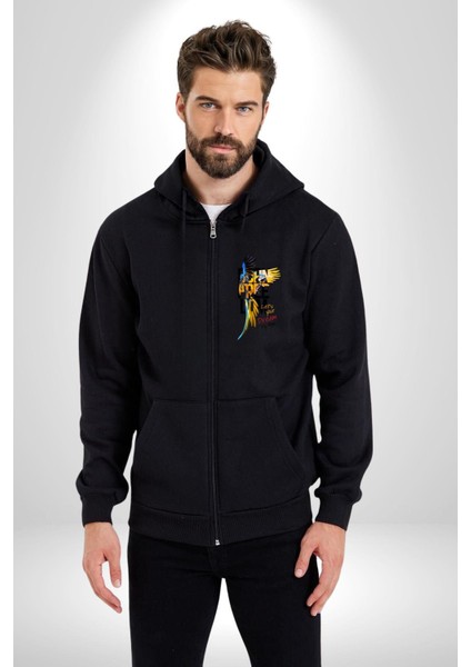 Doğuştan Özgürlük Papağan Yaz Stili Kadın Erkek Baskılı Fermuarlı Kapüşonlu Hırka Sweatshirt fiyatları