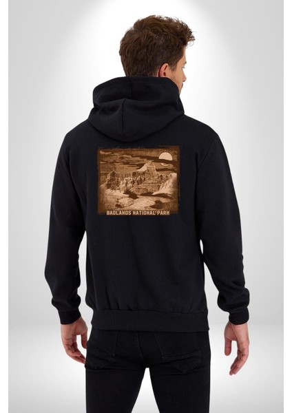 Badlands Ulusak Park Amerika Kadın Erkek Baskılı Fermuarlı Kapüşonlu Hırka Sweatshirt indirimleri