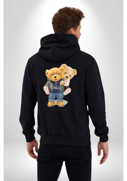 Tatlı Sevgililer Günü Oyuncak Ayı Kadın Erkek Baskılı Fermuarlı Kapüşonlu Hırka Sweatshirt indirimleri