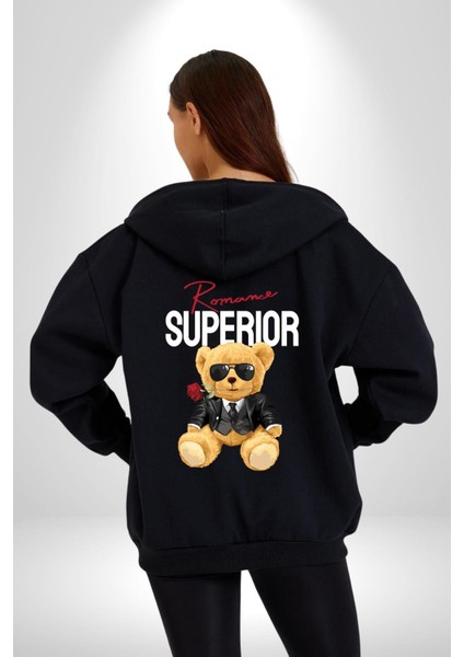 Romantik Oyuncak Ayı Kadın Erkek Baskılı Fermuarlı Kapüşonlu Hırka Sweatshirt modelleri