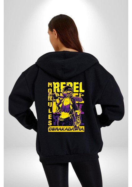 Isyancı Havalı Kadın Kadın Erkek Baskılı Fermuarlı Kapüşonlu Hırka Sweatshirt modelleri