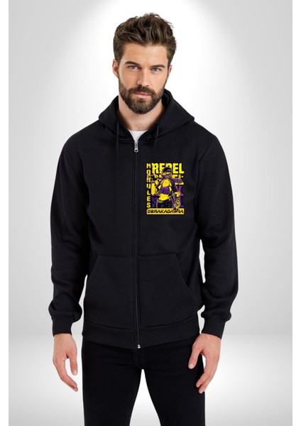 Isyancı Havalı Kadın Kadın Erkek Baskılı Fermuarlı Kapüşonlu Hırka Sweatshirt fırsatları