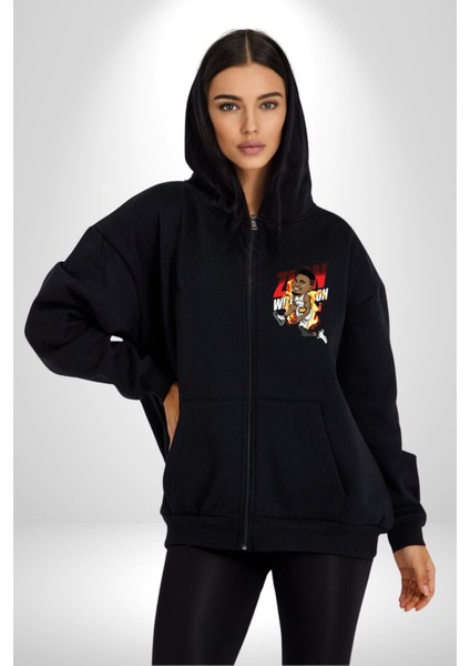Zion Williams Basketbol Yıldızı Kadın Erkek Baskılı Fermuarlı Kapüşonlu Hırka Sweatshirt