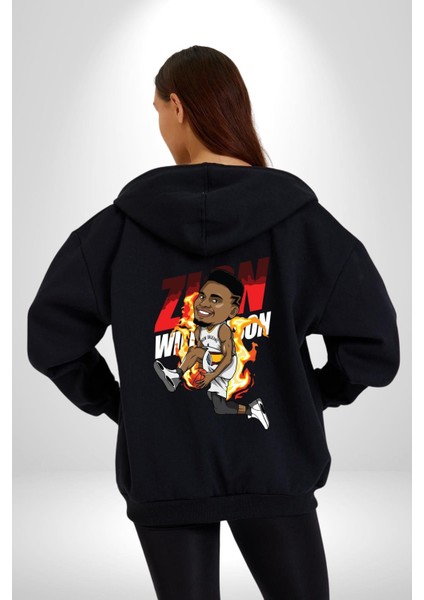 Zion Williams Basketbol Yıldızı Kadın Erkek Baskılı Fermuarlı Kapüşonlu Hırka Sweatshirt