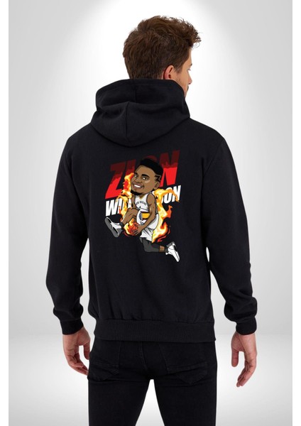 Zion Williams Basketbol Yıldızı Kadın Erkek Baskılı Fermuarlı Kapüşonlu Hırka Sweatshirt