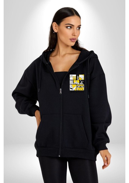 Süngerbob Karepantolon Patrick Kadın Erkek Baskılı Fermuarlı Kapüşonlu Hırka Sweatshirt