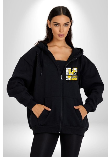 Süngerbob Karepantolon Patrick Kadın Erkek Baskılı Fermuarlı Kapüşonlu Hırka Sweatshirt
