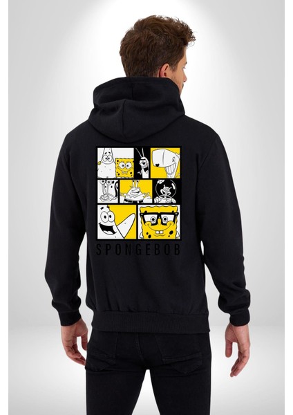 Süngerbob Karepantolon Patrick Kadın Erkek Baskılı Fermuarlı Kapüşonlu Hırka Sweatshirt