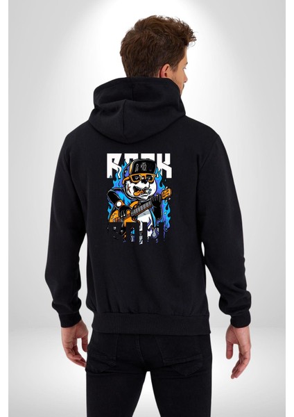 Günden Güne Şapkalı Havalı Gitarist Kadın Erkek Baskılı Fermuarlı Kapüşonlu Hırka Sweatshirt modelleri