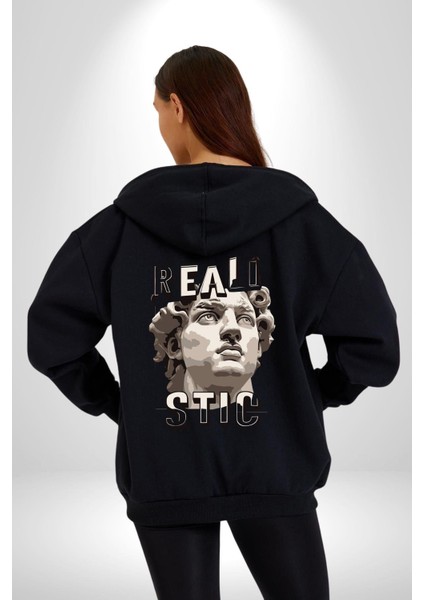 Gerçekçi Yakışıklı Roma Antik Heykel Kadın Erkek Baskılı Fermuarlı Kapüşonlu Hırka Sweatshirt indirimleri