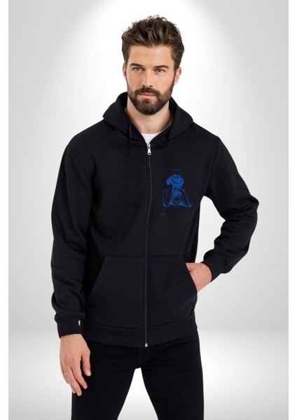 Hayal Gücü Kara Kalem Kadın Erkek Baskılı Fermuarlı Kapüşonlu Hırka Sweatshirt fiyatları