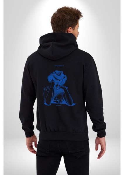 Hayal Gücü Kara Kalem Kadın Erkek Baskılı Fermuarlı Kapüşonlu Hırka Sweatshirt modelleri