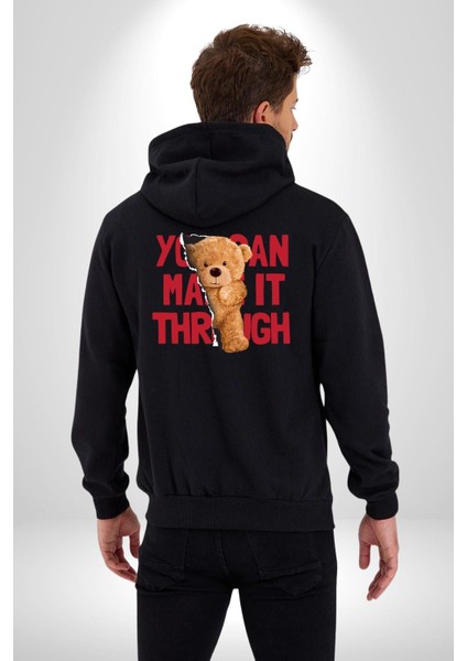Bunu Başarabilirsin Oyuncak Ayı Kadın Erkek Baskılı Fermuarlı Kapüşonlu Hırka Sweatshirt