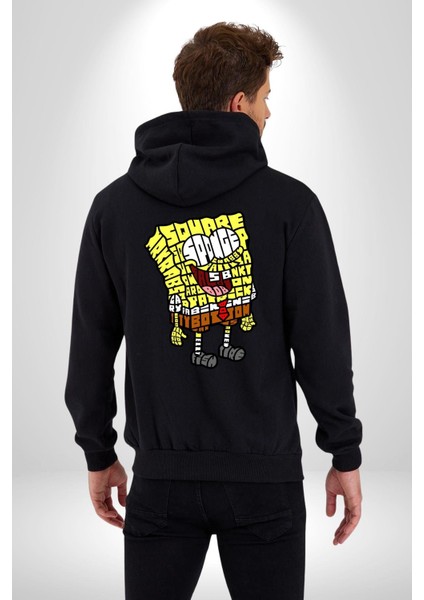 Süngerbob Yengeç Burger Illüstrasyon Kadın Erkek Baskılı Fermuarlı Kapüşonlu Hırka Sweatshirt
