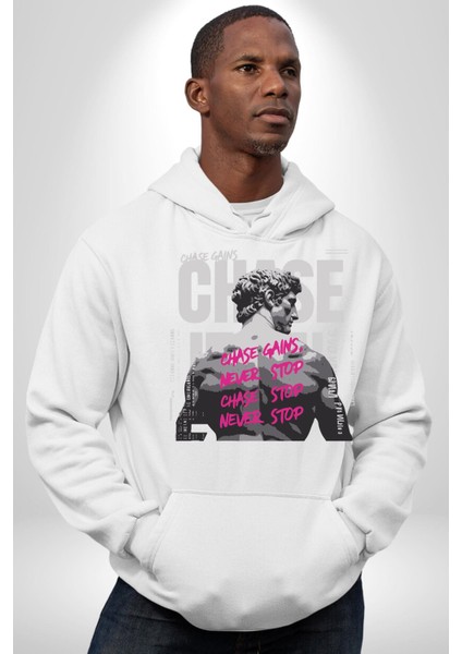 Asla Durma Takip Etmek Yunan Insanı Kadın Erkek Baskılı Üç Iplik Beyaz Kapüşonlu Hodie Sweatshirt modelleri