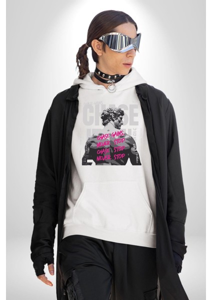 Asla Durma Takip Etmek Yunan Insanı Kadın Erkek Baskılı Üç Iplik Beyaz Kapüşonlu Hodie Sweatshirt indirimleri