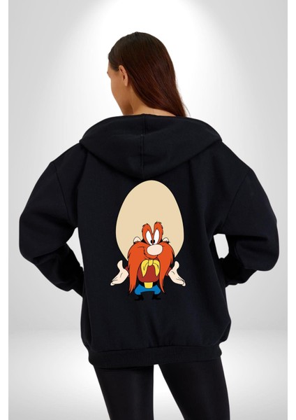 Küfürbaz Haydo Komik Karakter Kadın Erkek Baskılı Fermuarlı Kapüşonlu Hırka Sweatshirt
