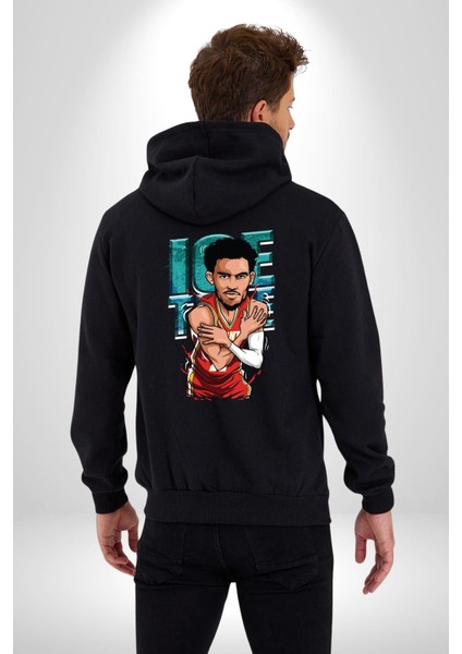 Ice Trae Basket Yıldızı Kadın Erkek Baskılı Fermuarlı Kapüşonlu Hırka Sweatshirt
