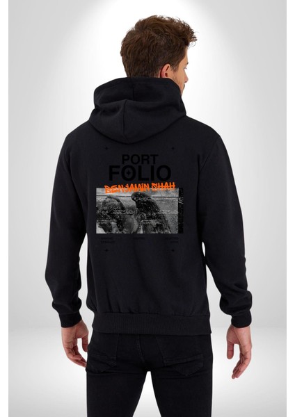 Modern Art Portfolio Design Kadın Erkek Baskılı Fermuarlı Kapüşonlu Hırka Sweatshirt