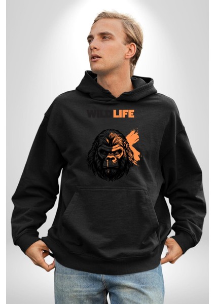 Muhammed Ali Ben En Büyüğüm Kadın Erkek Baskılı Üç Iplik Siyah Kapüşonlu Hodie Sweatshirt modelleri