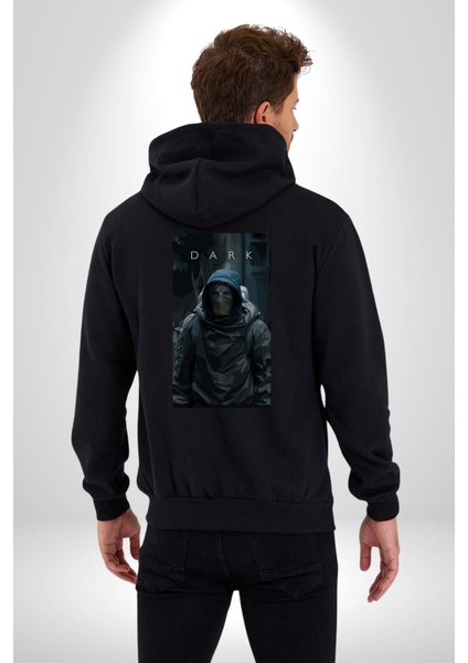 Dark Efsane Alman Dizisi Kadın Erkek Baskılı Fermuarlı Kapüşonlu Hırka Sweatshirt