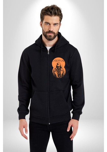 Cyberpunk Savaşçı Chyper Kadın Erkek Baskılı Fermuarlı Kapüşonlu Hırka Sweatshirt fiyatları