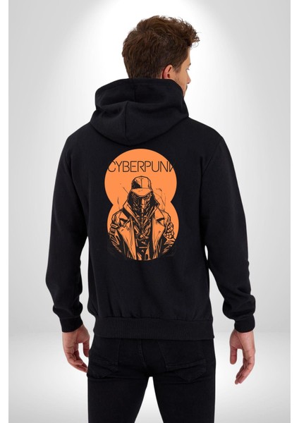Cyberpunk Savaşçı Chyper Kadın Erkek Baskılı Fermuarlı Kapüşonlu Hırka Sweatshirt indirimleri