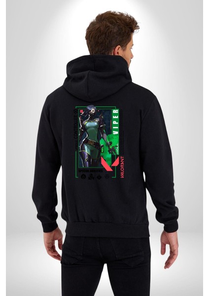Viper Smoker Karakter Kadın Erkek Baskılı Fermuarlı Kapüşonlu Hırka Sweatshirt