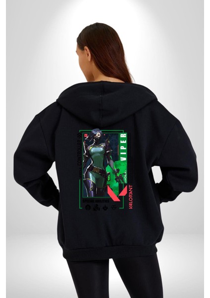 Viper Smoker Karakter Kadın Erkek Baskılı Fermuarlı Kapüşonlu Hırka Sweatshirt