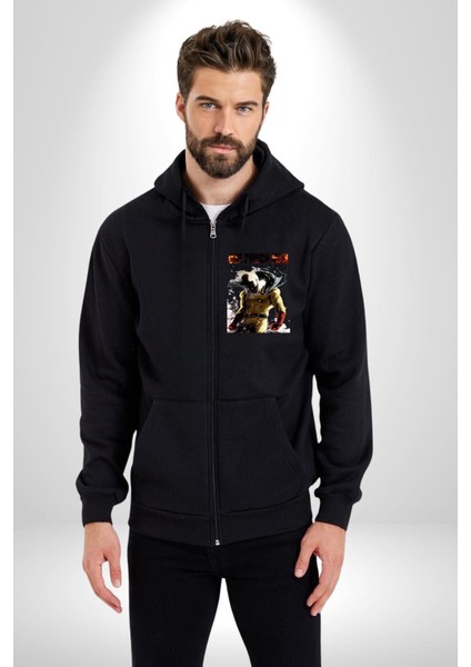 One Punch Man Saitama Japon Anime Kadın Erkek Baskılı Fermuarlı Kapüşonlu Hırka Sweatshirt