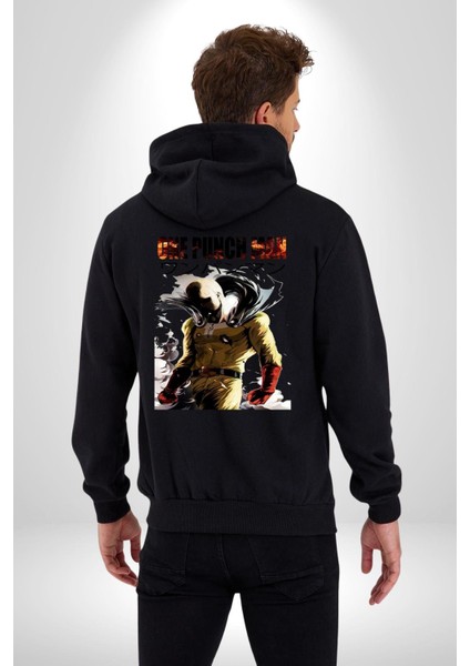 One Punch Man Saitama Japon Anime Kadın Erkek Baskılı Fermuarlı Kapüşonlu Hırka Sweatshirt