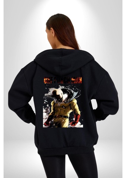 One Punch Man Saitama Japon Anime Kadın Erkek Baskılı Fermuarlı Kapüşonlu Hırka Sweatshirt