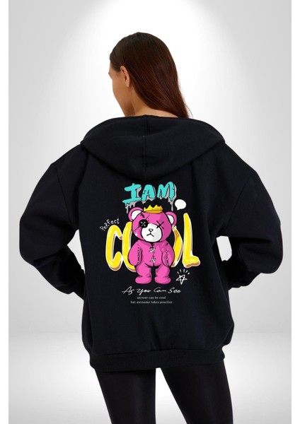 Ben Havalıyım Oyuncak Ayı Kadın Erkek Baskılı Fermuarlı Kapüşonlu Hırka Sweatshirt