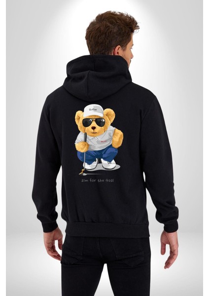Hedefin Peşindeyim Golfçü Oyuncak Ayı Kadın Erkek Baskılı Fermuarlı Kapüşonlu Hırka Sweatshirt indirimleri