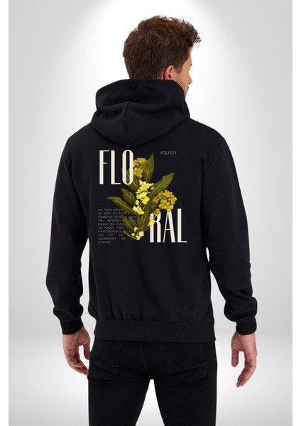 Modern Çiçek Tasarımı Kadın Erkek Baskılı Fermuarlı Kapüşonlu Hırka Sweatshirt indirimleri