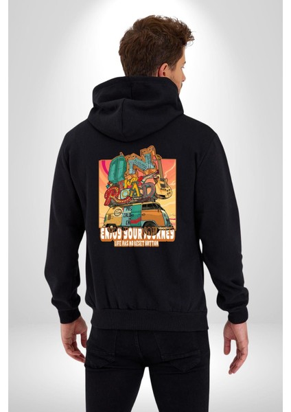 Yolculuğun Tadını Çıkart Barış Vosvosu Kadın Erkek Baskılı Fermuarlı Kapüşonlu Hırka Sweatshirt indirimleri