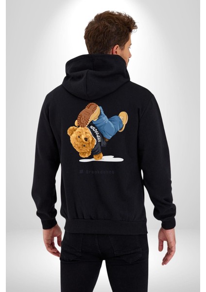 Break Dance Yapan Oyuncak Ayı Kadın Erkek Baskılı Fermuarlı Kapüşonlu Hırka Sweatshirt indirimleri