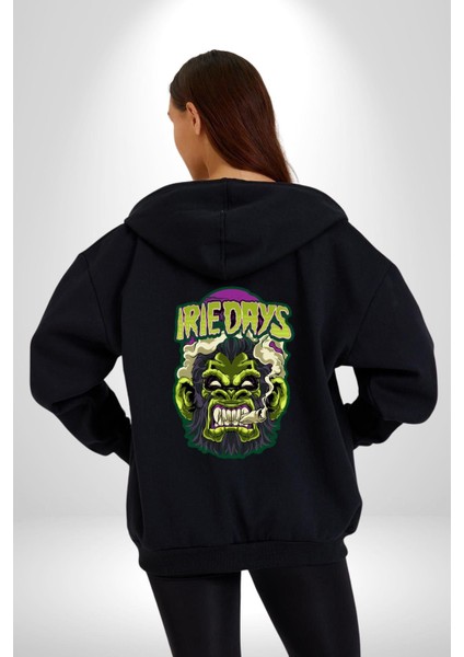 Zombi Dehşet Günleri Kadın Erkek Baskılı Fermuarlı Kapüşonlu Hırka Sweatshirt indirimleri