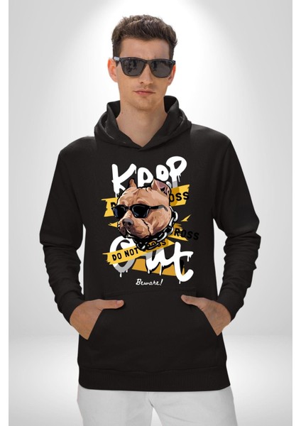 Pitbull Uzak Dur Kadın Erkek Baskılı Üç Iplik Siyah Kapüşonlu Hodie Sweatshirt fırsatları