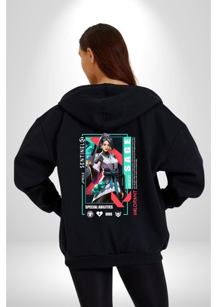Sage Healer Karakter Kadın Erkek Baskılı Fermuarlı Kapüşonlu Hırka Sweatshirt