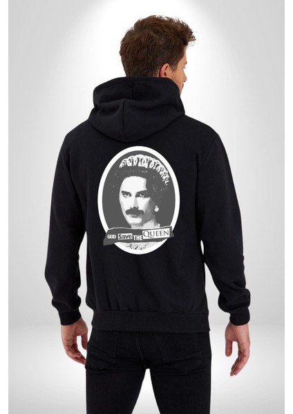 Tanrı Queen I Korusun Freddie Mercury Kadın Erkek Baskılı Fermuarlı Kapüşonlu Hırka Sweatshirt modelleri
