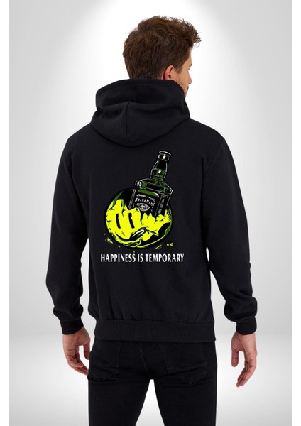 Gülen Surat Mutluluk Geçicidir Kadın Erkek Baskılı Fermuarlı Kapüşonlu Hırka Sweatshirt modelleri