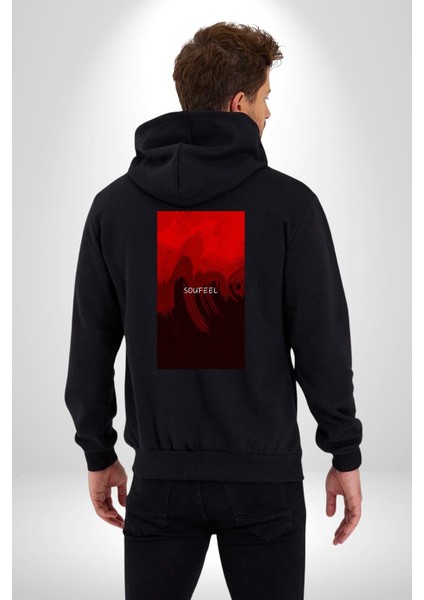 Kırmızı Renklerinin Sanatsal Uyumu Kadın Erkek Baskılı Fermuarlı Kapüşonlu Hırka Sweatshirt modelleri