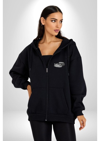 Naber Müdür Kaligram Ingiliz Taksi Kadın Erkek Baskılı Fermuarlı Kapüşonlu Hırka Sweatshirt