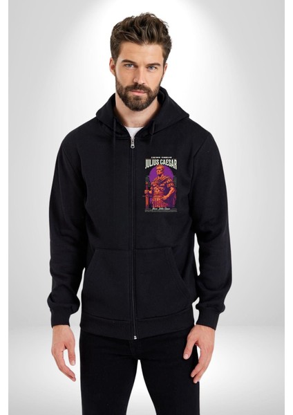 Julius Caesar Roma Diktatör Komutan Kadın Erkek Baskılı Fermuarlı Kapüşonlu Hırka Sweatshirt