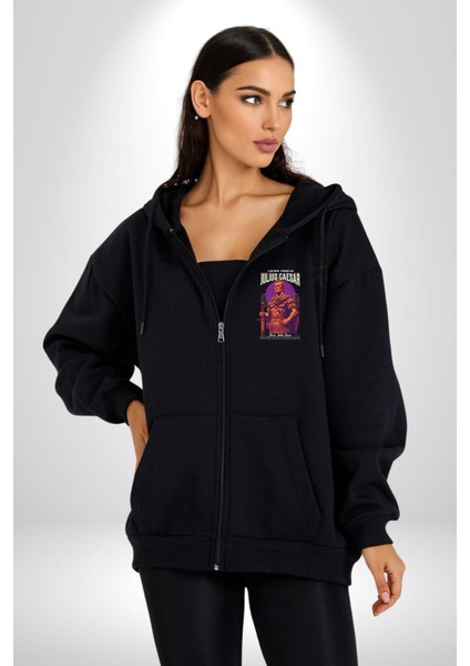 Julius Caesar Roma Diktatör Komutan Kadın Erkek Baskılı Fermuarlı Kapüşonlu Hırka Sweatshirt