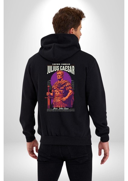 Julius Caesar Roma Diktatör Komutan Kadın Erkek Baskılı Fermuarlı Kapüşonlu Hırka Sweatshirt