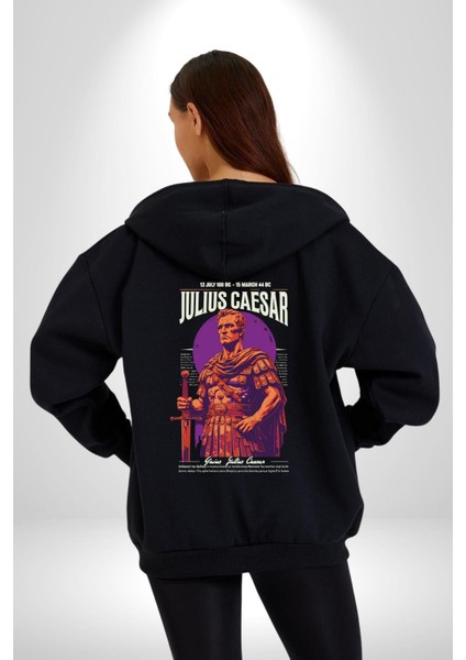 Julius Caesar Roma Diktatör Komutan Kadın Erkek Baskılı Fermuarlı Kapüşonlu Hırka Sweatshirt
