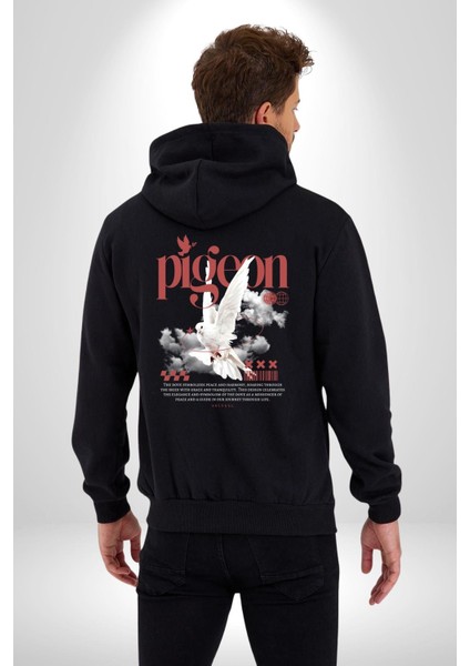 Barış Güvercini Old School Kadın Erkek Baskılı Fermuarlı Kapüşonlu Hırka Sweatshirt indirimleri