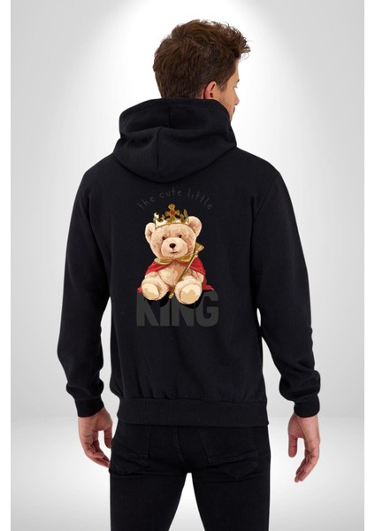 Kral Taçlı Oyuncak Ayı Kadın Erkek Baskılı Fermuarlı Kapüşonlu Hırka Sweatshirt modelleri